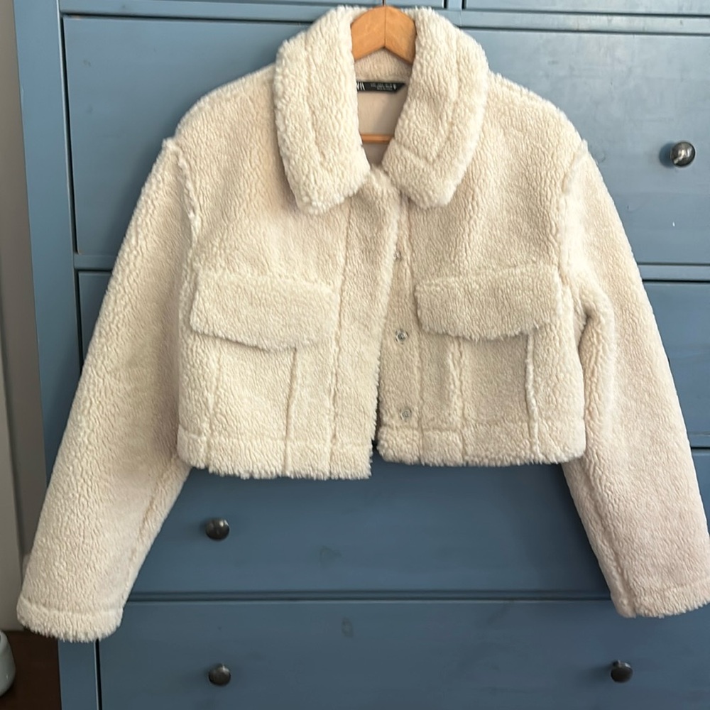 Zara Cream Teddy Jacket